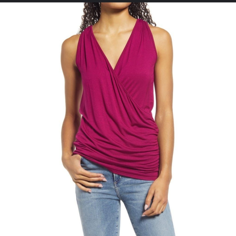 NWOT Loveappella Faux Wrap Tank Size M